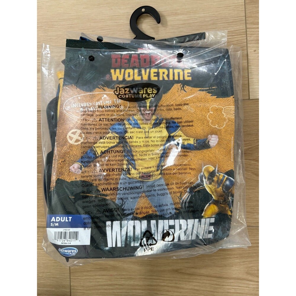 Jazwares Marvel Deadpool & Wolverine Costume Adult S/M 2pc Top & Mask Logan